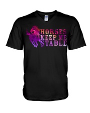 Horses Keep Me Stable V-Neck T-Shirt tile