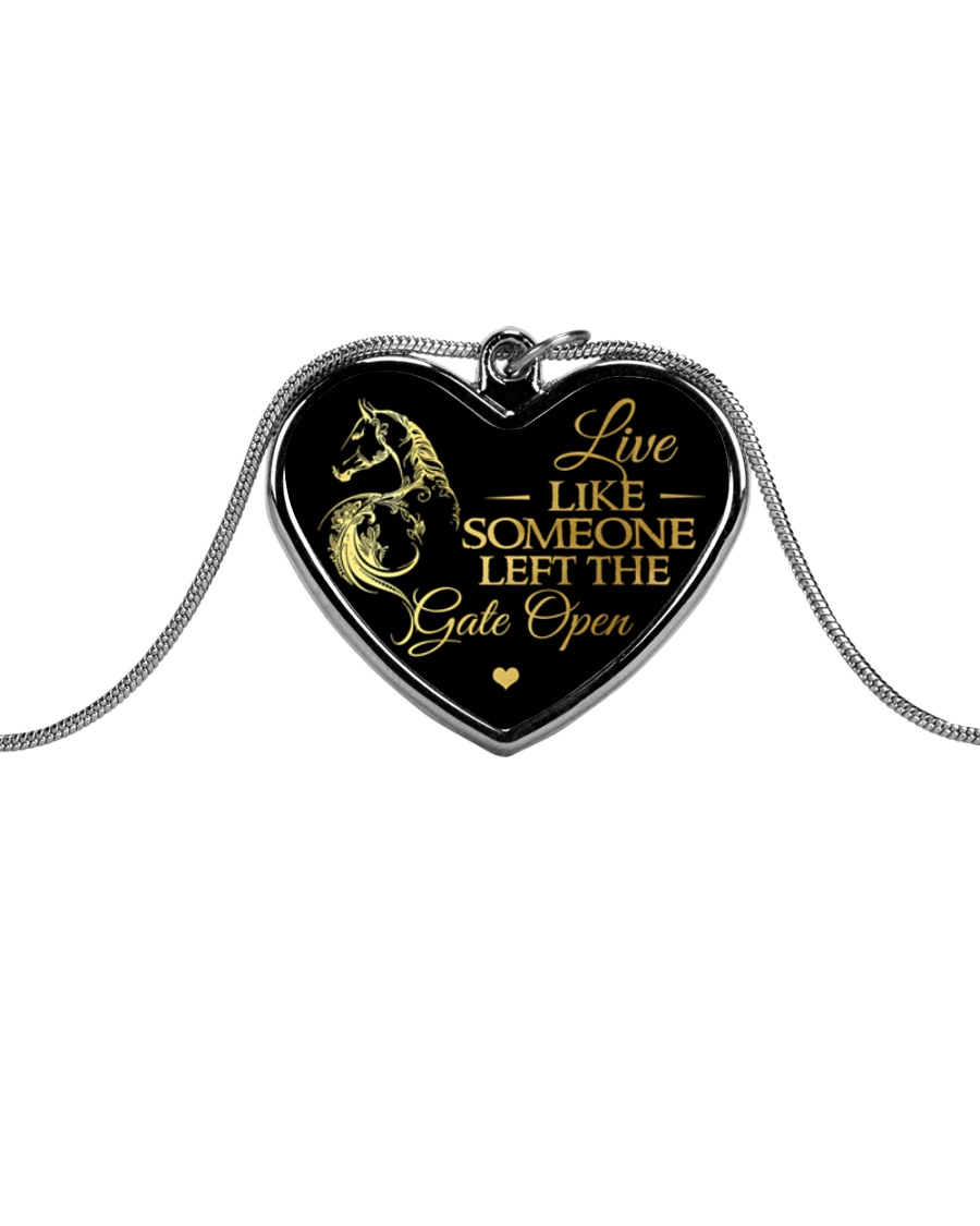 Someone Left The Gate Open Metallic Heart Necklace