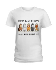 Horses Make Me Happy Ladies T-Shirt tile
