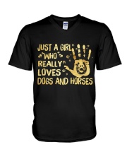 Dogs And Horses V-Neck T-Shirt thumbnail