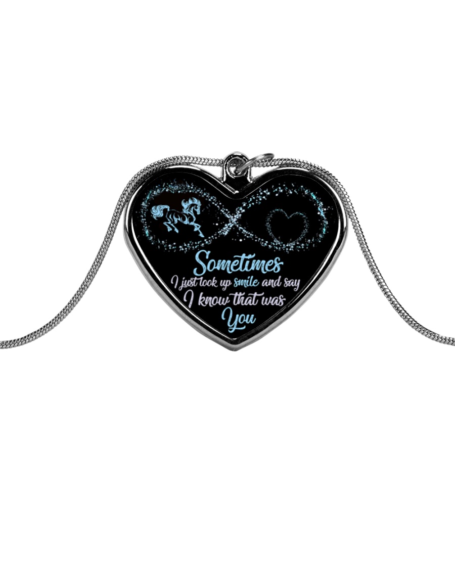 Sometimes I Just Look Up Smile Metallic Heart Necklace