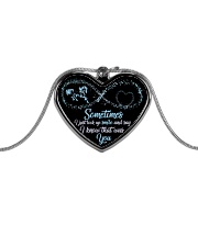 Sometimes I Just Look Up Smile Metallic Heart Necklace front