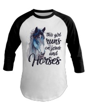 Jesus And Horses Baseball Tee front
