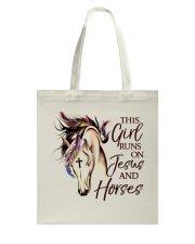 This Girl Runs On Jesus And Horses Tote Bag tile