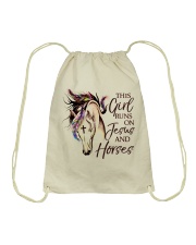 This Girl Runs On Jesus And Horses Drawstring Bag tile