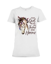 This Girl Runs On Jesus And Horses Premium Fit Ladies Tee tile