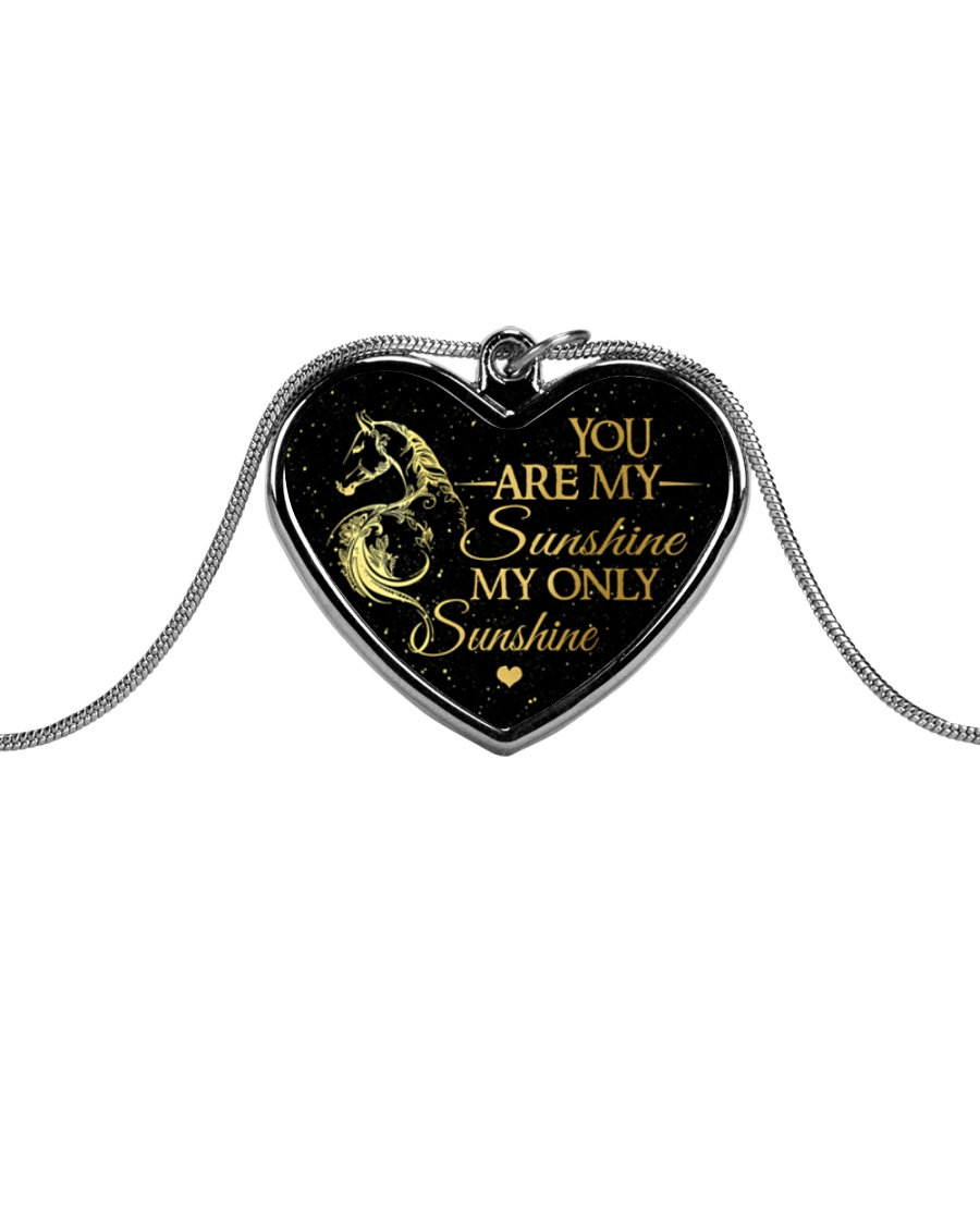 You Are My Sunshine Metallic Heart Necklace