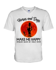 Horses And Dogs Make Me Happy V-Neck T-Shirt tile