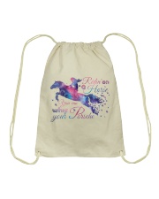 Riding On A Horse Drawstring Bag tile