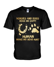 Horses And Dogs Make Me Happy V-Neck T-Shirt tile
