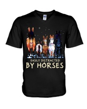 Easily Distracted By Horses V-Neck T-Shirt tile