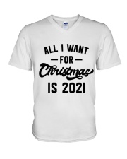 All I WANT - FOR Christmas IS 2021 V-Neck T-Shirt front