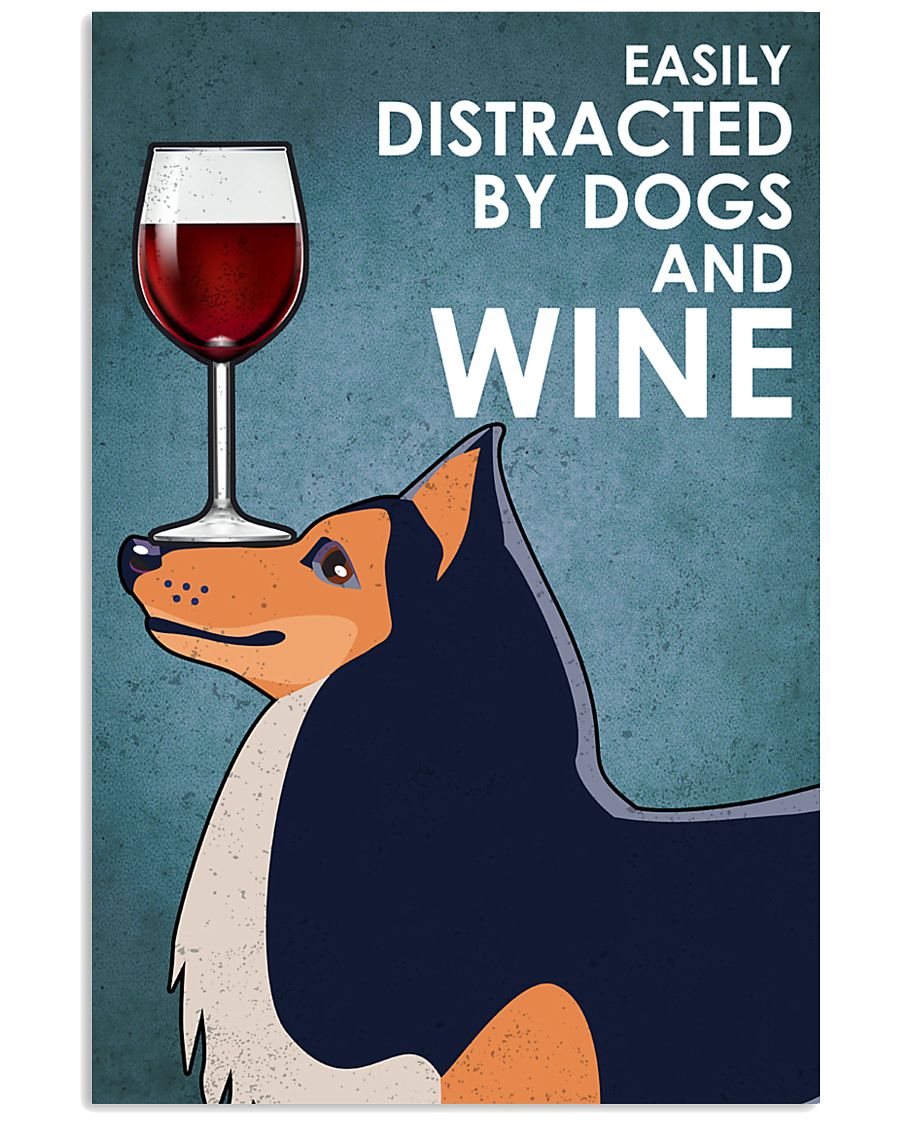 Dog Shetland Sheepdog And Wine 16x24 Poster