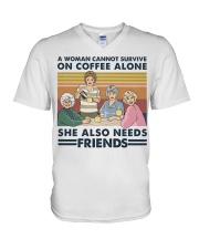 She Also Needs Friends V-Neck T-Shirt tile