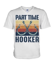 Fishing Part Time Hooker V-Neck T-Shirt tile