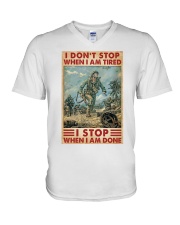 Veteran I Don't Stop V-Neck T-Shirt tile