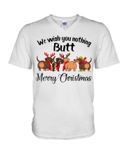 Dog Merry Christmas V-Neck T-Shirt tile