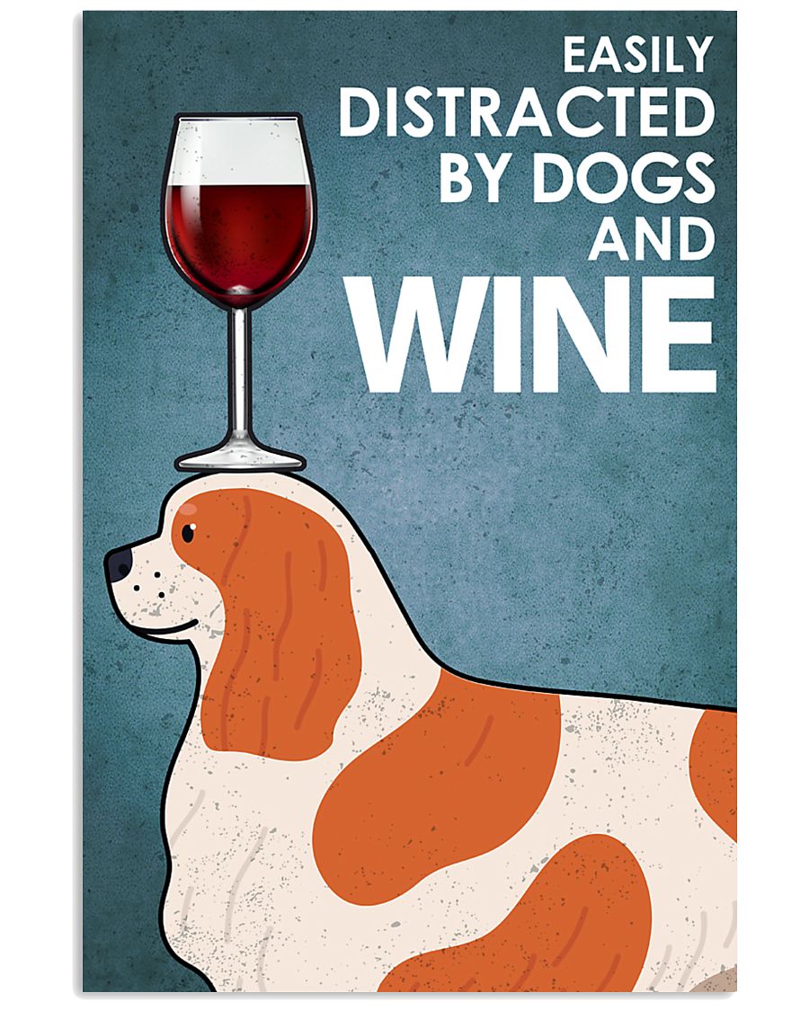 Dog Cavalier And Wine 16x24 Poster