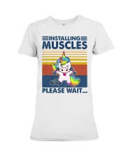 Fitness Installing Muscles Please Wait Premium Fit Ladies Tee tile