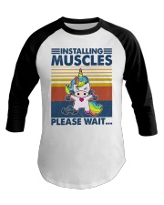 Fitness Installing Muscles Please Wait Baseball Tee tile