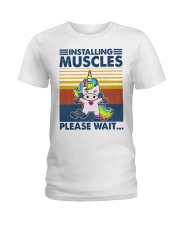 Fitness Installing Muscles Please Wait Ladies T-Shirt tile
