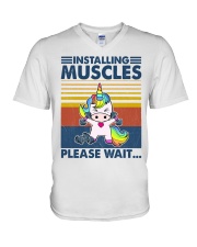 Fitness Installing Muscles Please Wait V-Neck T-Shirt tile