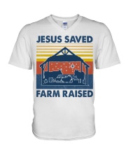 Farm Jesus Saves Farm Raise V-Neck T-Shirt tile