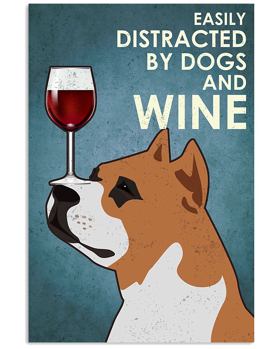 Dog Staffordshire Bull Terrier And Wine 16x24 Poster