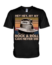 Hippie Rock And Roll V-Neck T-Shirt tile