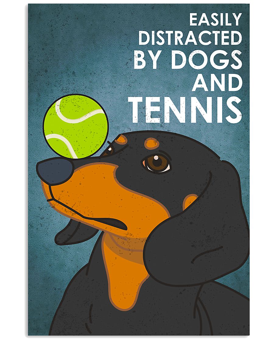 Dog Dachshund And Tennis 16x24 Poster