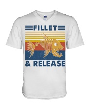 Fishing Fillet And Release V-Neck T-Shirt tile