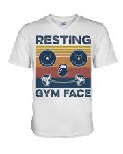 Gym Resting Gym Face V-Neck T-Shirt tile