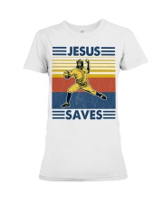 Baseball Jesus Saves Premium Fit Ladies Tee tile