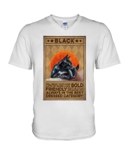 Cat Black V-Neck T-Shirt tile