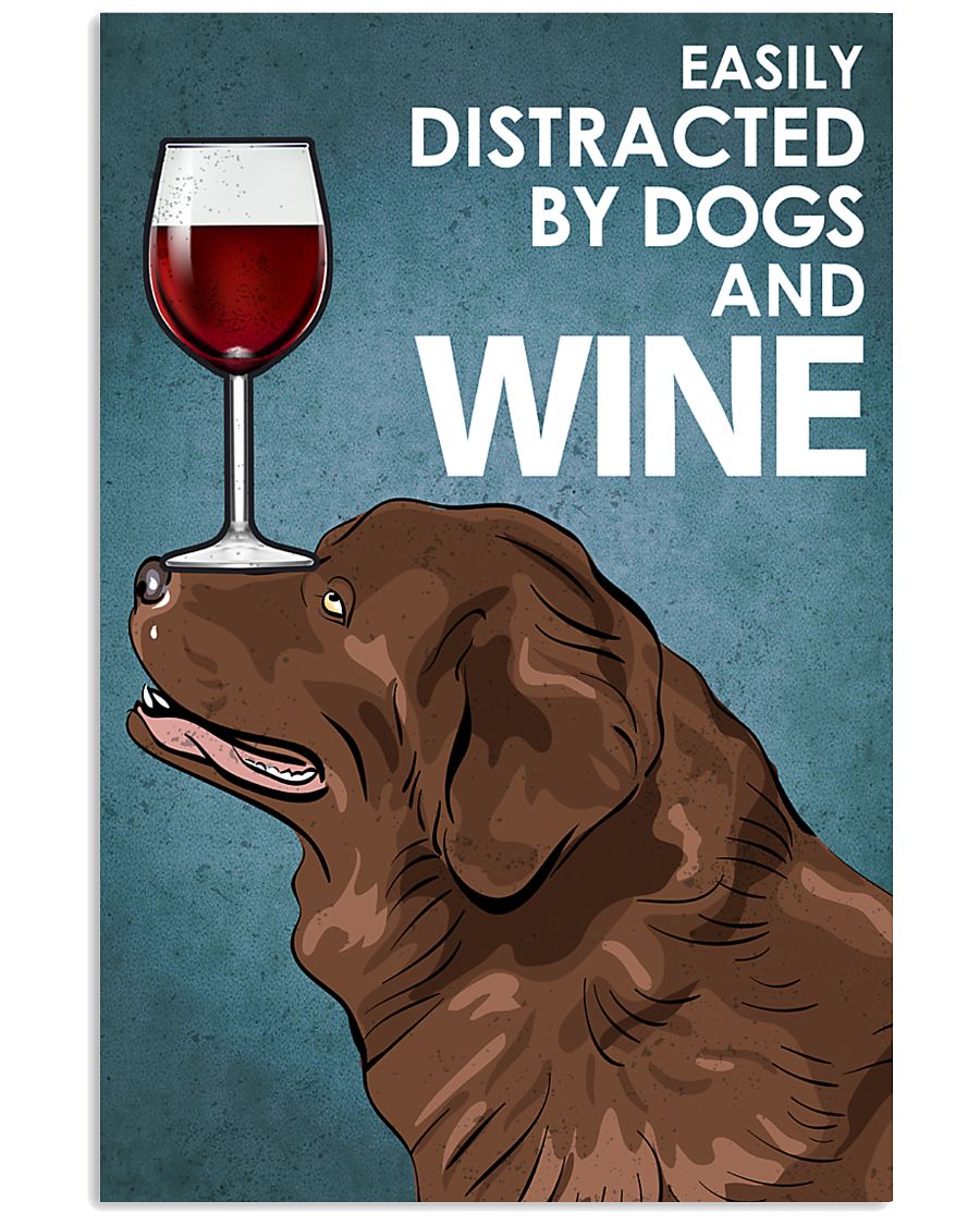 Dog Newfoundland And Wine 16x24 Poster