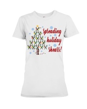 Hairdresser Spreading Holiday Shears Premium Fit Ladies Tee tile