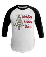 Hairdresser Spreading Holiday Shears Baseball Tee tile