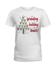 Hairdresser Spreading Holiday Shears Ladies T-Shirt tile