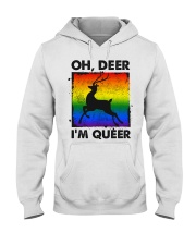 LGBT Oh Deer I'm Queer Hooded Sweatshirt front