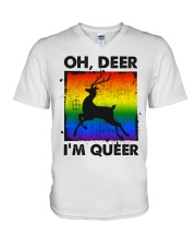 LGBT Oh Deer I'm Queer V-Neck T-Shirt tile