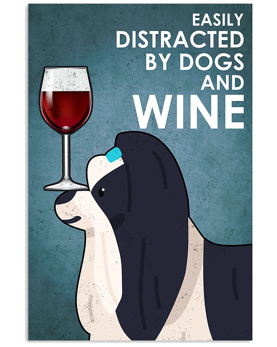 Dog Shih Tzu And Wine 16x24 Poster