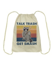 Raccoon Talk Trash Get Smash Drawstring Bag tile