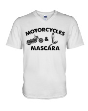 Motocross Motorcycles And Mascara V-Neck T-Shirt tile