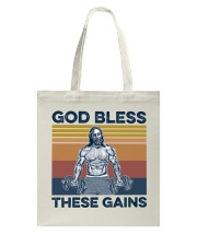 Gym God Bless There Gains Tote Bag tile