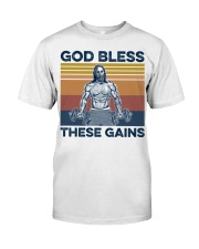 Gym God Bless There Gains Classic T-Shirt tile