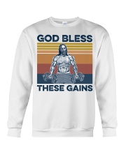 Gym God Bless There Gains Crewneck Sweatshirt tile