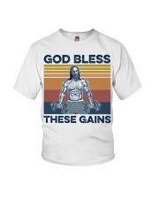 Gym God Bless There Gains Youth T-Shirt tile