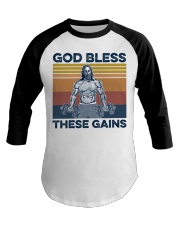 Gym God Bless There Gains Baseball Tee tile