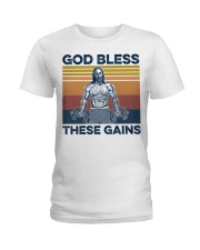 Gym God Bless There Gains Ladies T-Shirt tile