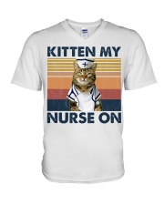 Nurse Kitten My Nurse On V-Neck T-Shirt tile